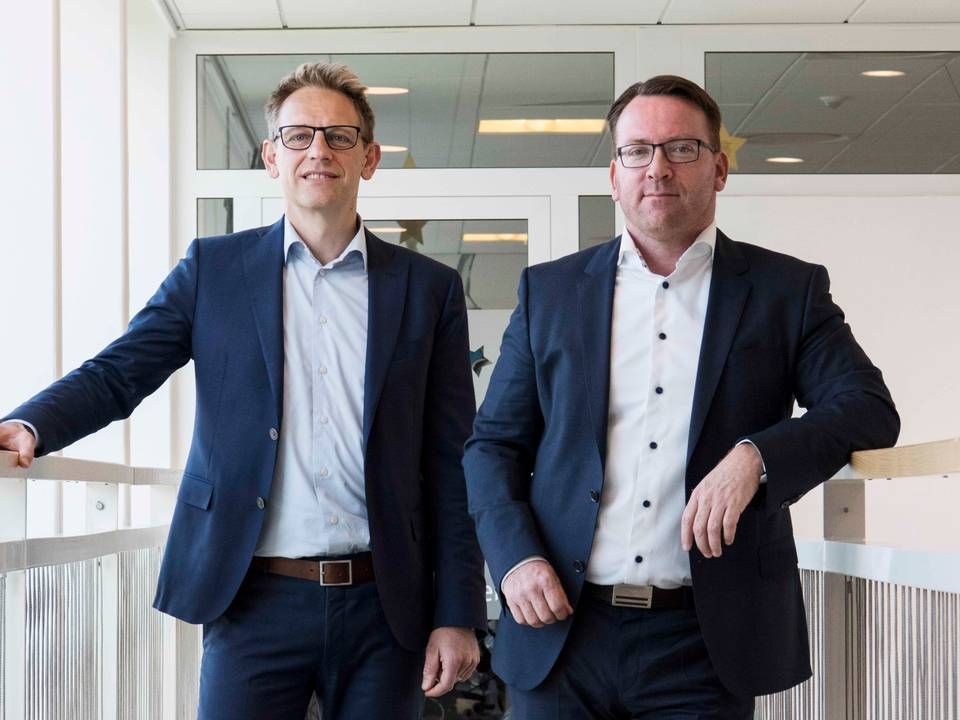 Jørgen Stensgaard (th.), adm. direktør i Waoo, og Kenneth Krabbe (tv.), direktør i Viasat.