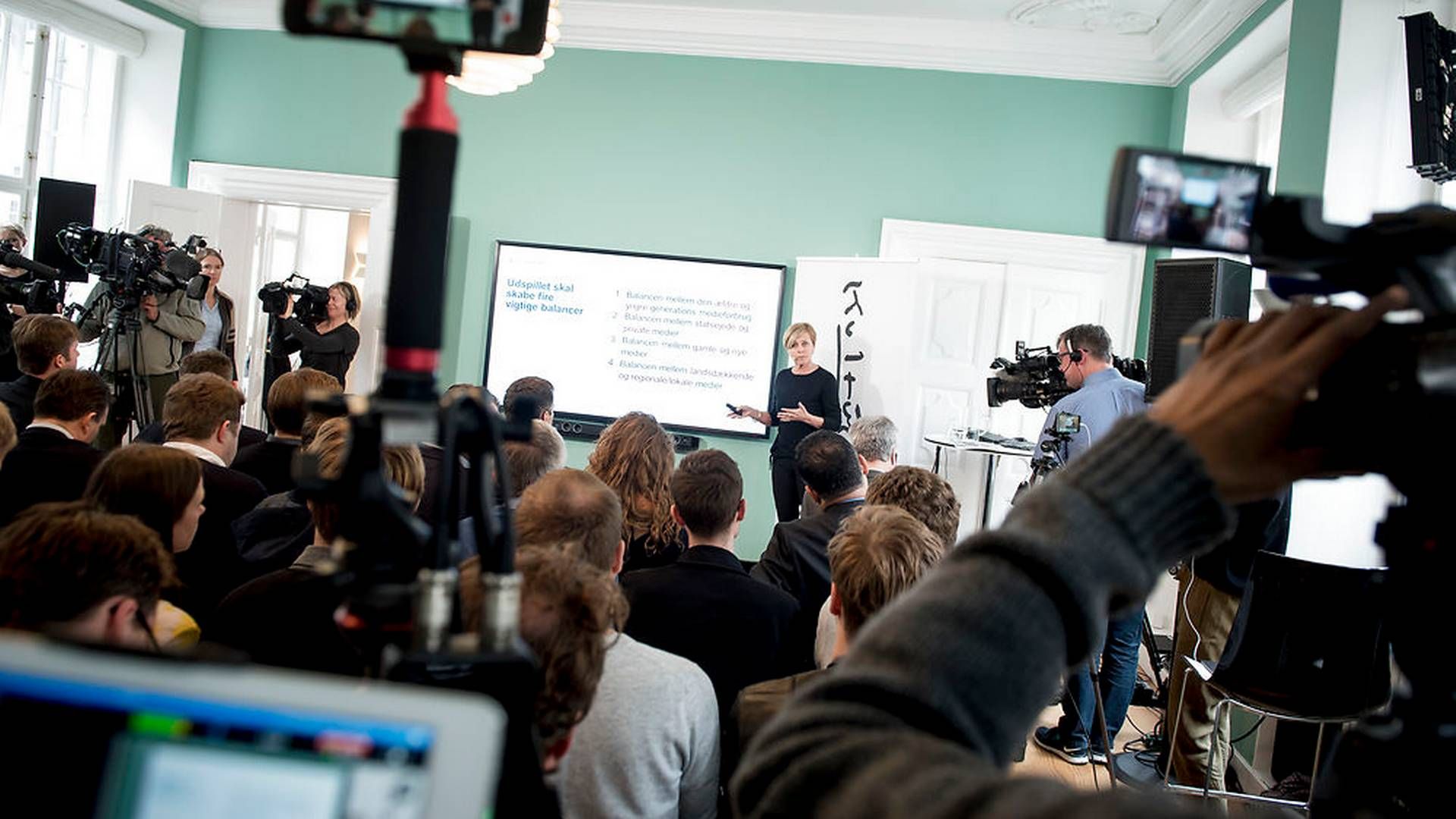 Kulturminister Mette Bock (LA) præsenterede torsdag regeringens udspil til et nyt medieforlig, der træder i kraft efter nytår. | Foto: Ritzau Scanpix/Mads Claus Rasmussen