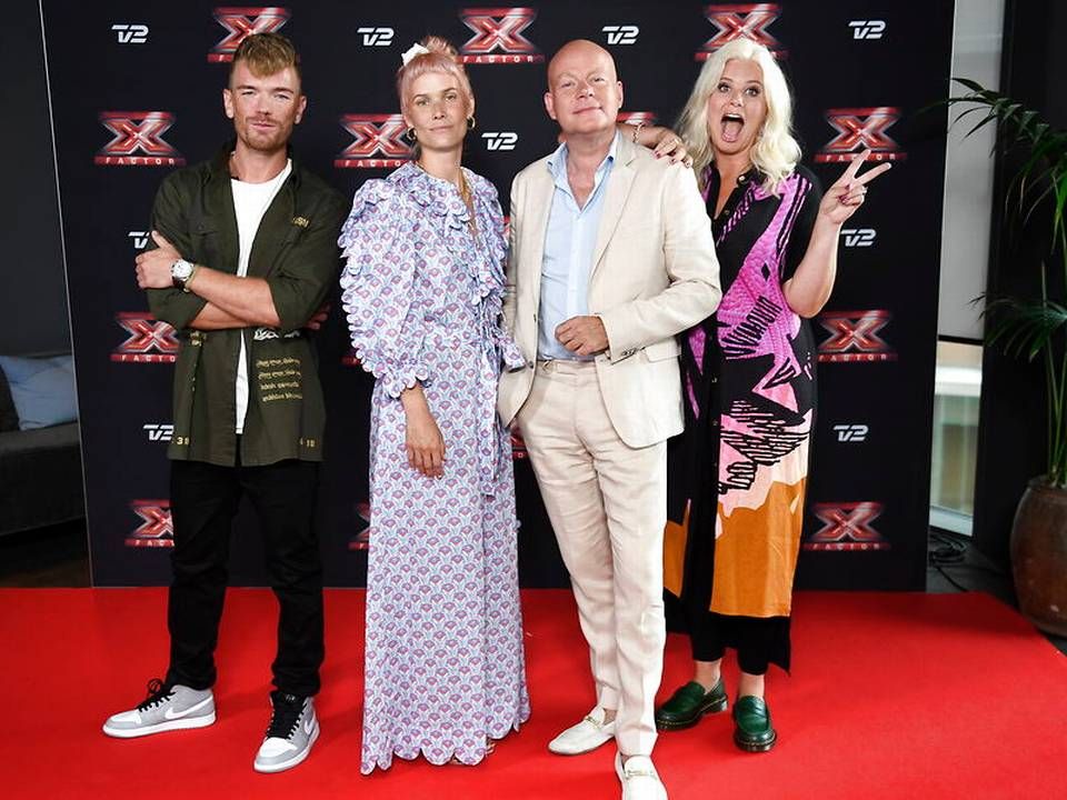 Ankerstjerne og Oh Land her sammen med den tredje X Factor-dommer Thomas Blachman og vært Sofie Linde | Foto: ritzau/Scanpix/Tariq Mikkel Khan