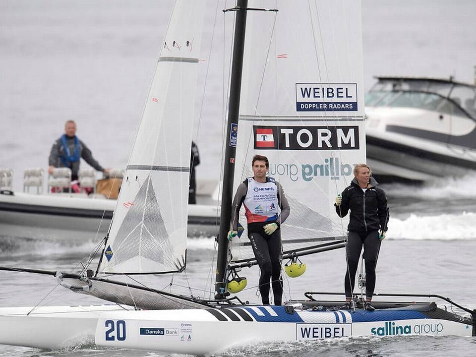 VM i sejlsport - her med de danske deltagere i Nacra 17 sejlbåd-klassen, Lin Ea Cenholt og Christian Peter Lubeck. | Foto: Bo Amstrup/Ritzau Scanpix