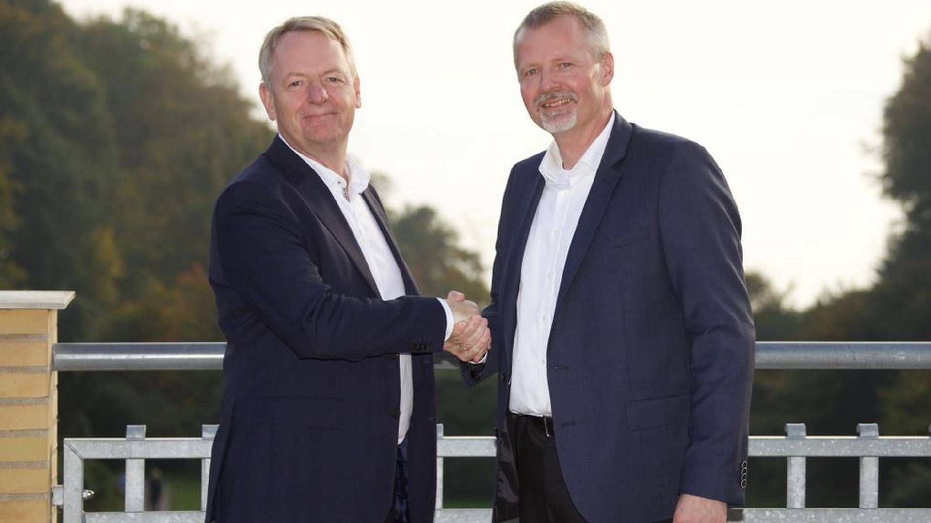 Niels Duedahl (th.) og Martin Romvig, adm. direktør for hhv. SE og Eniig. | Foto: Presse/SE
