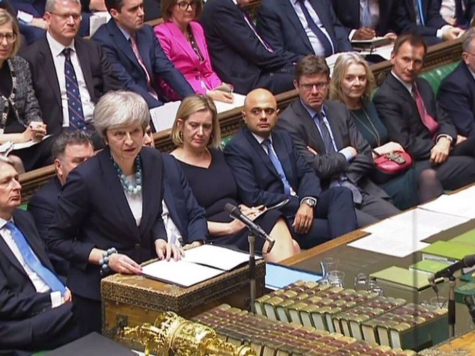 Premierminister Theresa May under dagens tale i Underhuset. | Foto: Ritzau Scanpix/AFP