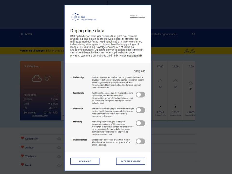 Sådan ser DMI's nye cookie-boks ud. | Foto: PR/DMI