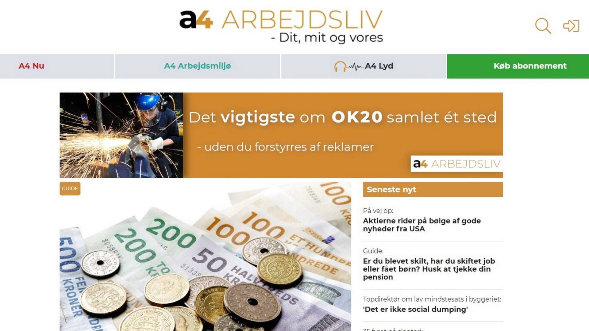 Foto: Screenshot fra a4arbejdsliv.dk