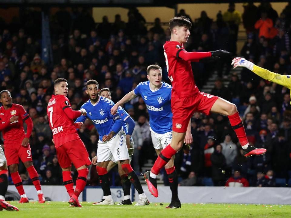 Europa League-opgør inden nedlukningen i marts mellem Rangers og Bayer Leverkusen | Foto: Russell Cheyne/Reuters/Ritzau Scanpix