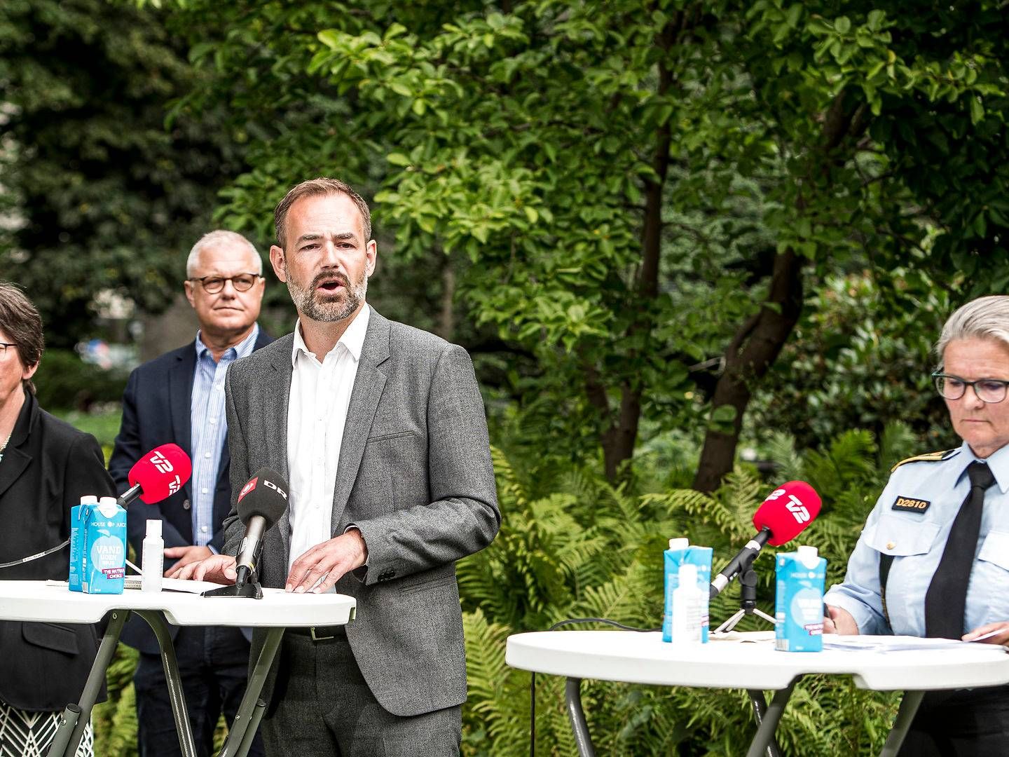 Det var på et pressemøde i sidste uge, at Aarhus Kommune, Region Midtjylland, Østjyllands Politi og Styrelsen for Patientsikkerhed meldte nye corona-tiltag ud for kommunen. | Foto: Michael Drost-Hansen/Ritzau Scanpix