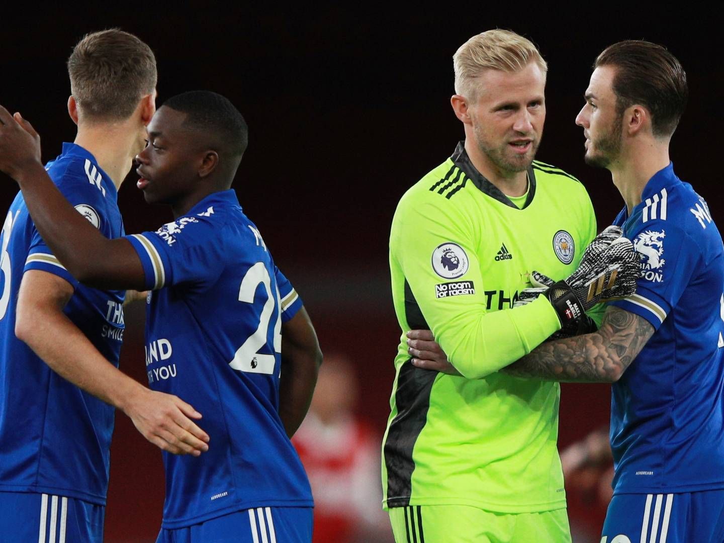 Den danske landsholdskeeper Kasper Schmeichel tørner ud for Leicester i Premier League. | Foto: Ian Walton/Ritzau Scanpix