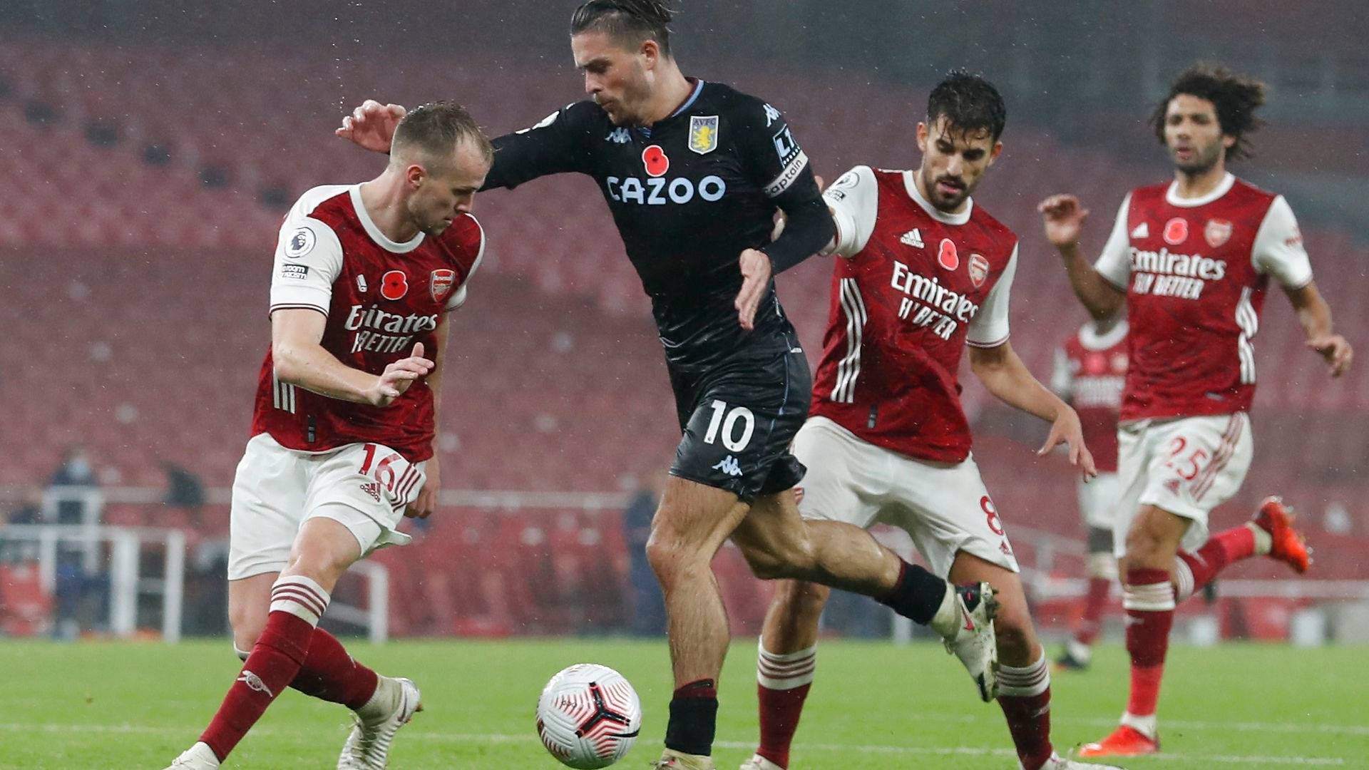 Billede fra Premier League-kampen søndag mellem Arsenal og Aston Villa. | Foto: Alastair Grant/Reuters/Ritzau Scanpix