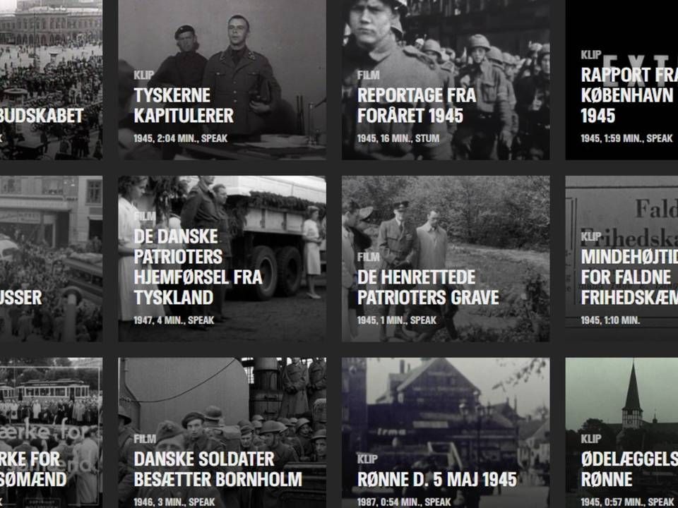Danmarks befrielse i 1945 er et af temaerne på streamingsitet "Danmark på film", som flere brugere fandt vej til sidste år | Foto: Screenshot/Filminstituttet/Danmark på film