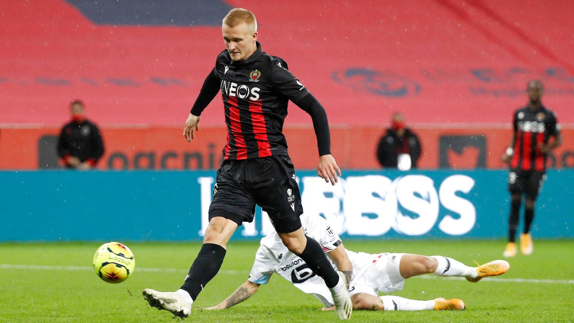 Kasper Dolberg spiller for Nice og er ene dansker i den franske liga. | Foto: Eric Gaillard/Reuters/Ritzau Scanpix