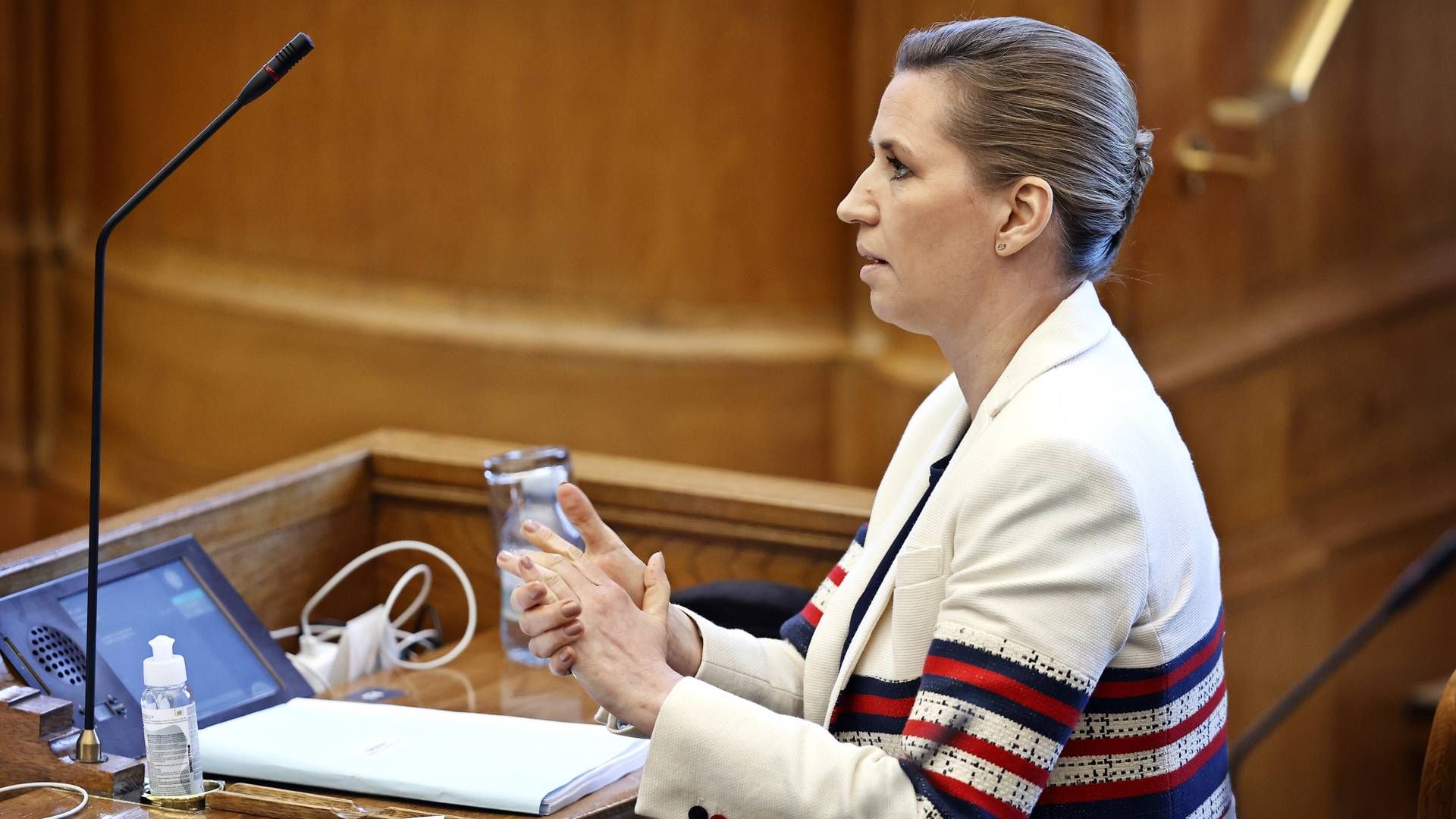 Statsminister Mette Frederiksen under spørgetime i Folketinget tirsdag. | Foto: Jens Dresling