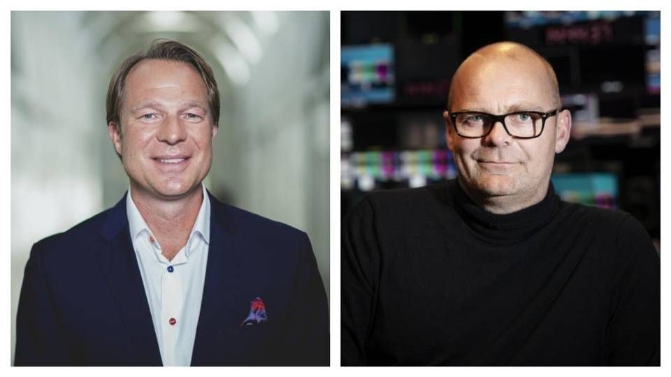 Frederik Lauesen (tv.) og Peter Nørrelund fra hhv. TV 2 og Nent. | Foto: Per Arnesen/TV 2 og Emil Agerskov/Ekstra Bladet