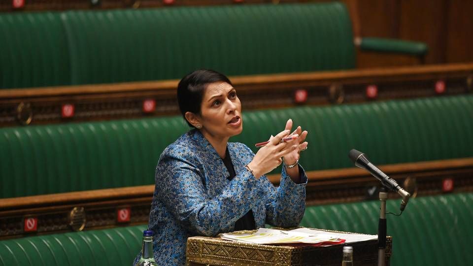 Storbritanniens indenrigsminister, Priti Patel står bag lovforslaget om straf for hadske indlæg. | Foto: Jessica Taylor/Reuters/Ritzau Scanpix