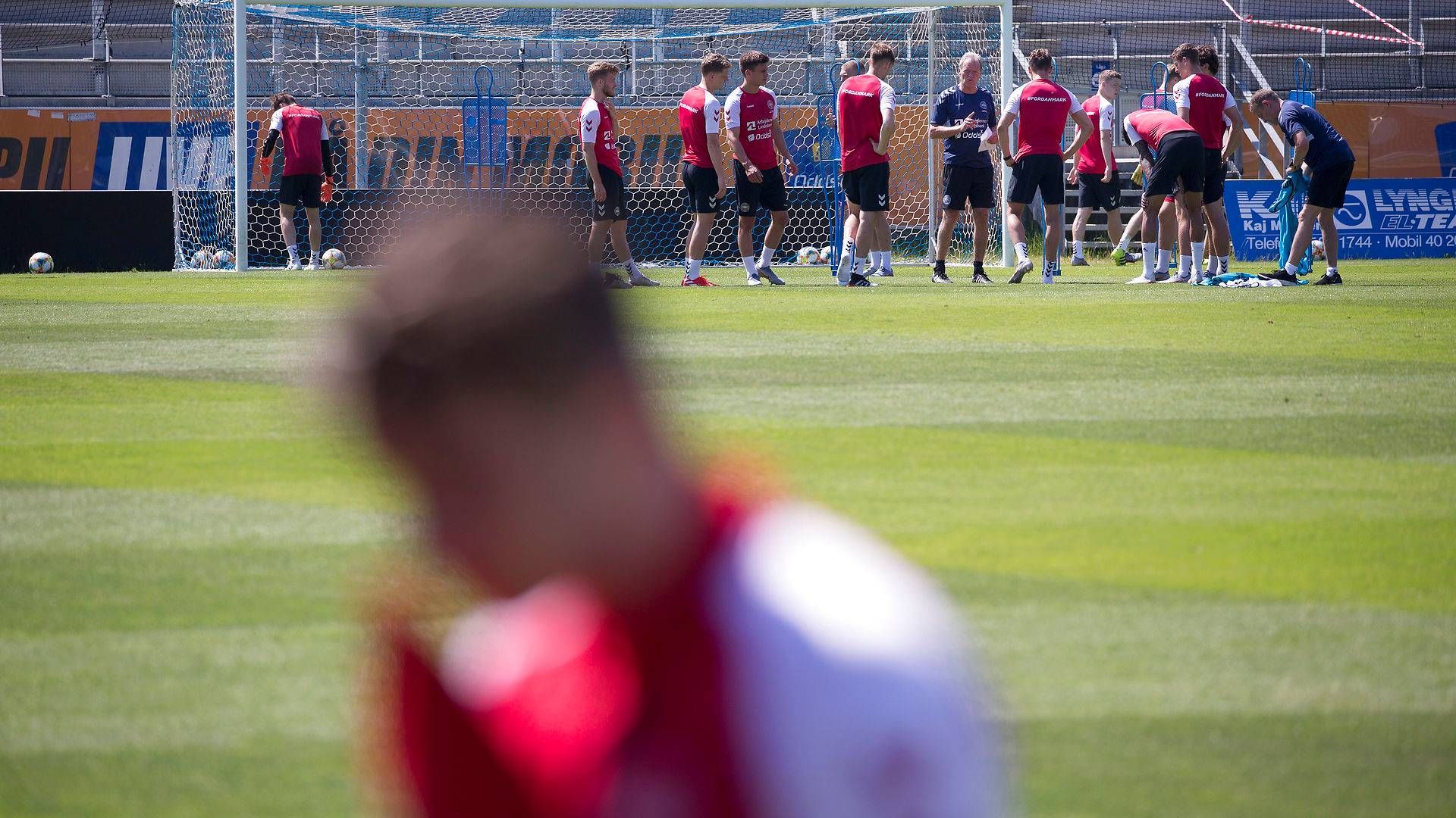 Spillere på U21-landsholdet til træning i 2019 | Foto: Thomas Borberg/Ritzau Scanpix