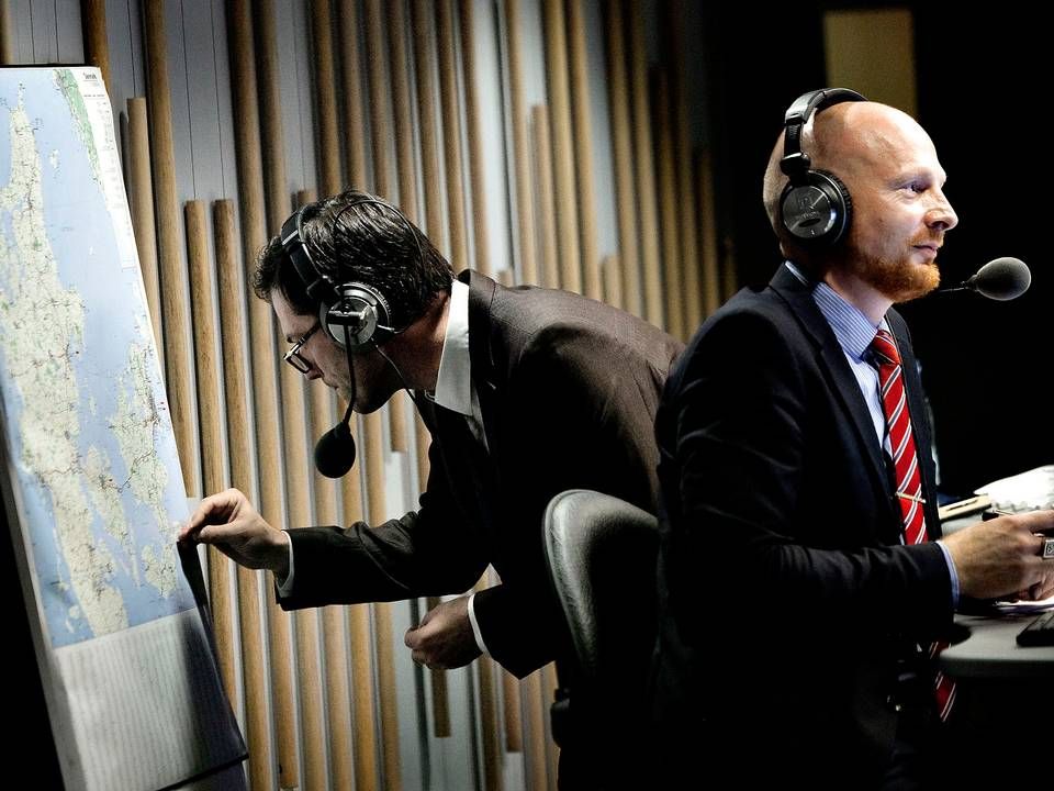 For 10 år siden - 1. november 2011 - gik Radio24syv i luften for første gang. Her ses programcheferne Mikael Bertelsen og Mads Brügger ved åbningen. | Foto: Joachim Adrian/Politiken/Ritzau Scanpix