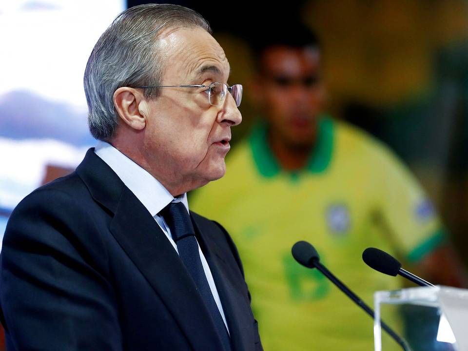 Florentino Pérez, der er præsident i Real Madrid, fik masser af støtte fra falske Twitter-konti efter præsentationen af Super League. | Foto: Juan Medina/Reuters/Ritzau Scanpix