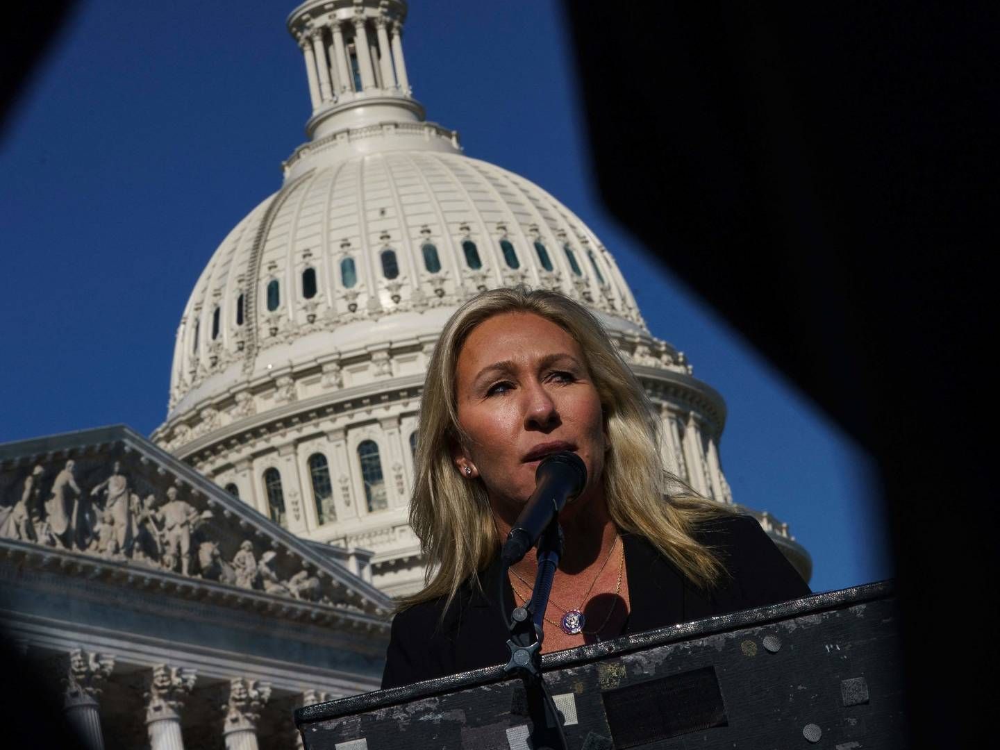 Republikanske Marjorie Taylor Greene er tidligere blevet udelukket midlertidigt for at have delt fejlinformation om corona og om præsidentvalget i 2020. | Foto: DREW ANGERER/AFP / GETTY IMAGES NORTH AMERICA/Ritzau Scanpix