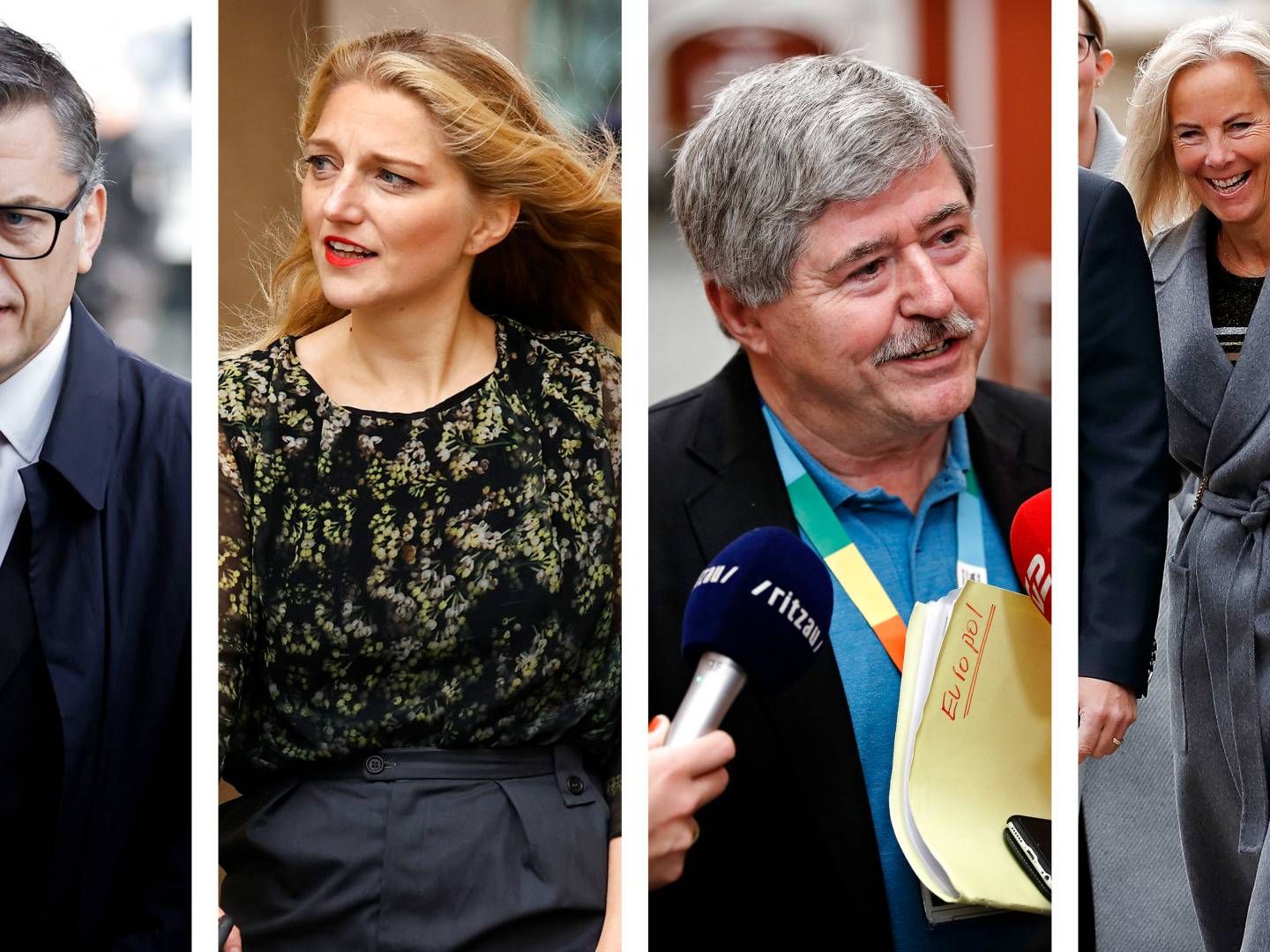 Fra venstre: Jan E. Jørgensen (V), Zenia Stampe (RV), Søren Søndergaard (Ø) og Birgitte Bergman (K) | Foto: Jens Dresling/Ritzau Scanpix (sammensat af mediawatch)