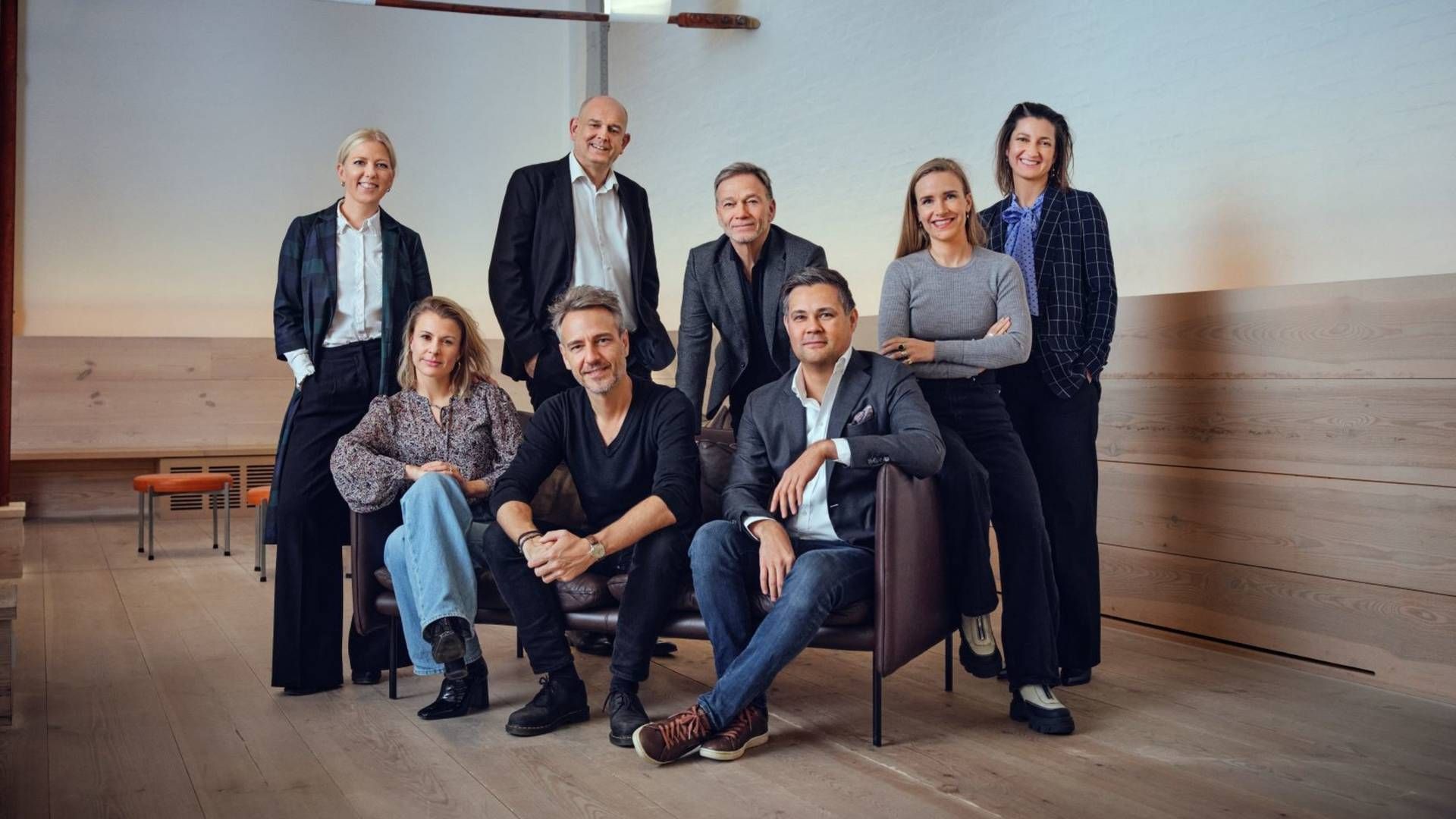 Partnergruppen i Lead. Fra venstre Amalie Gaardbo, Barbara Saitta Bregendal, Peter Albæk, Lars Volle, Søren Kaster, Farshad Shirmohammadi, Eva Svavars og Anita Baun Hørdum | Foto: Rune Lundø/Ritzau Scanpix