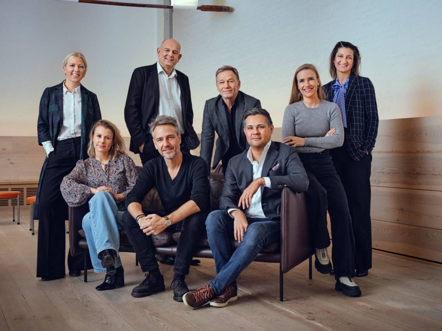 Partnergruppen i Lead. Fra venstre Amalie Gaardbo, Barbara Saitta Bregendal, Peter Albæk, Lars Volle, Søren Kaster, Farshad Shirmohammadi, Eva Svavars og Anita Baun Hørdum | Foto: Rune Lundø/Ritzau Scanpix