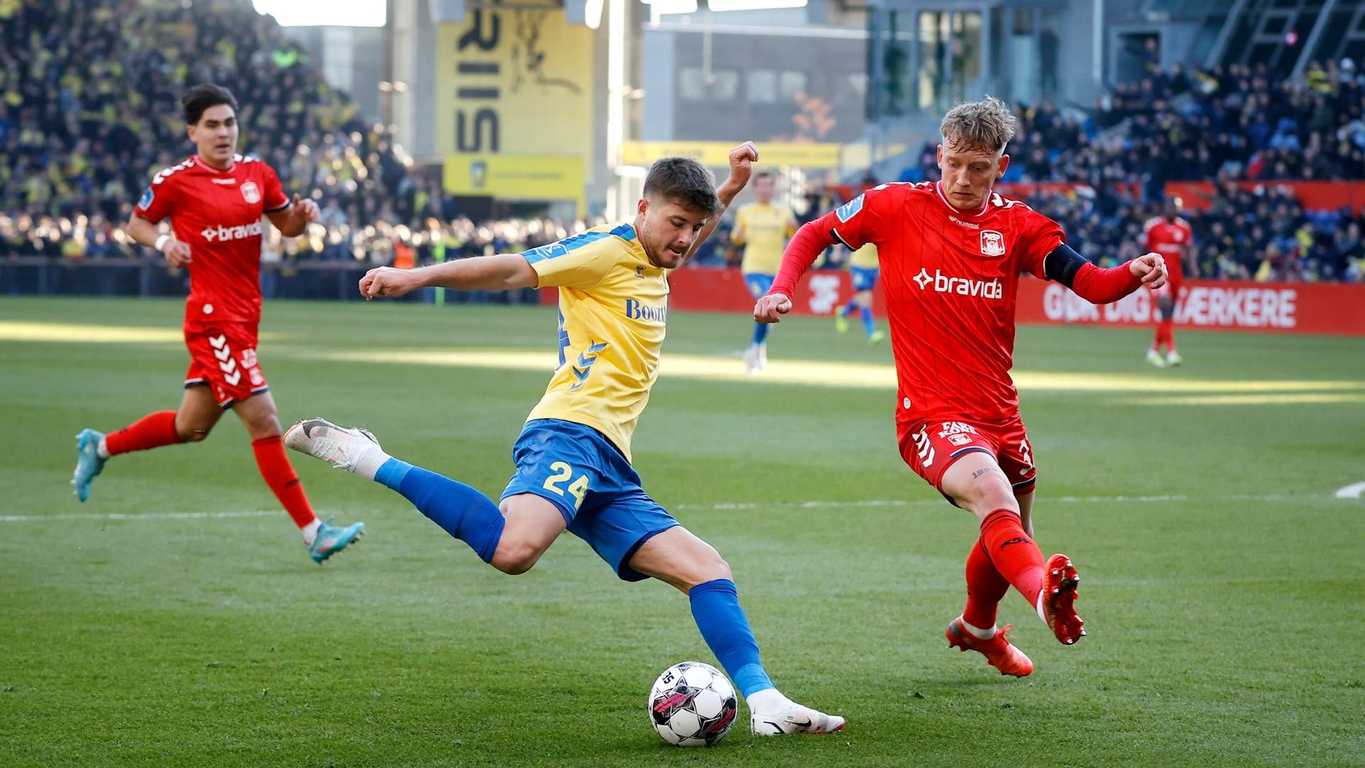 Rettigheder til at vise Superliga-kampe som denne mellem Brøndby IF og AGF er blevet overhalet på prisen af Premier League ifølge Divisionsforeningen. | Foto: Jens Dresling/Ritzau Scanpix