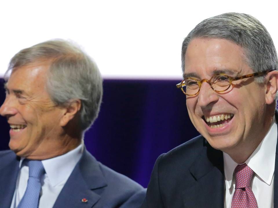 Formand for Vivendis supervisory board Vincent Bolloré (tv.), som også står bag Bolloré Group. | Foto: /ritzau/AP/Jacques Brinon/